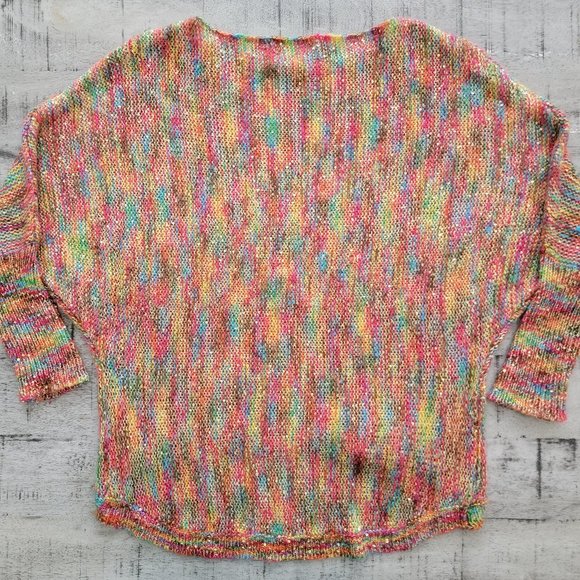 Miss Sasa Rainbow Sequin and Yarn Sweater with Cinched Sleeves - Picture 6 of 16